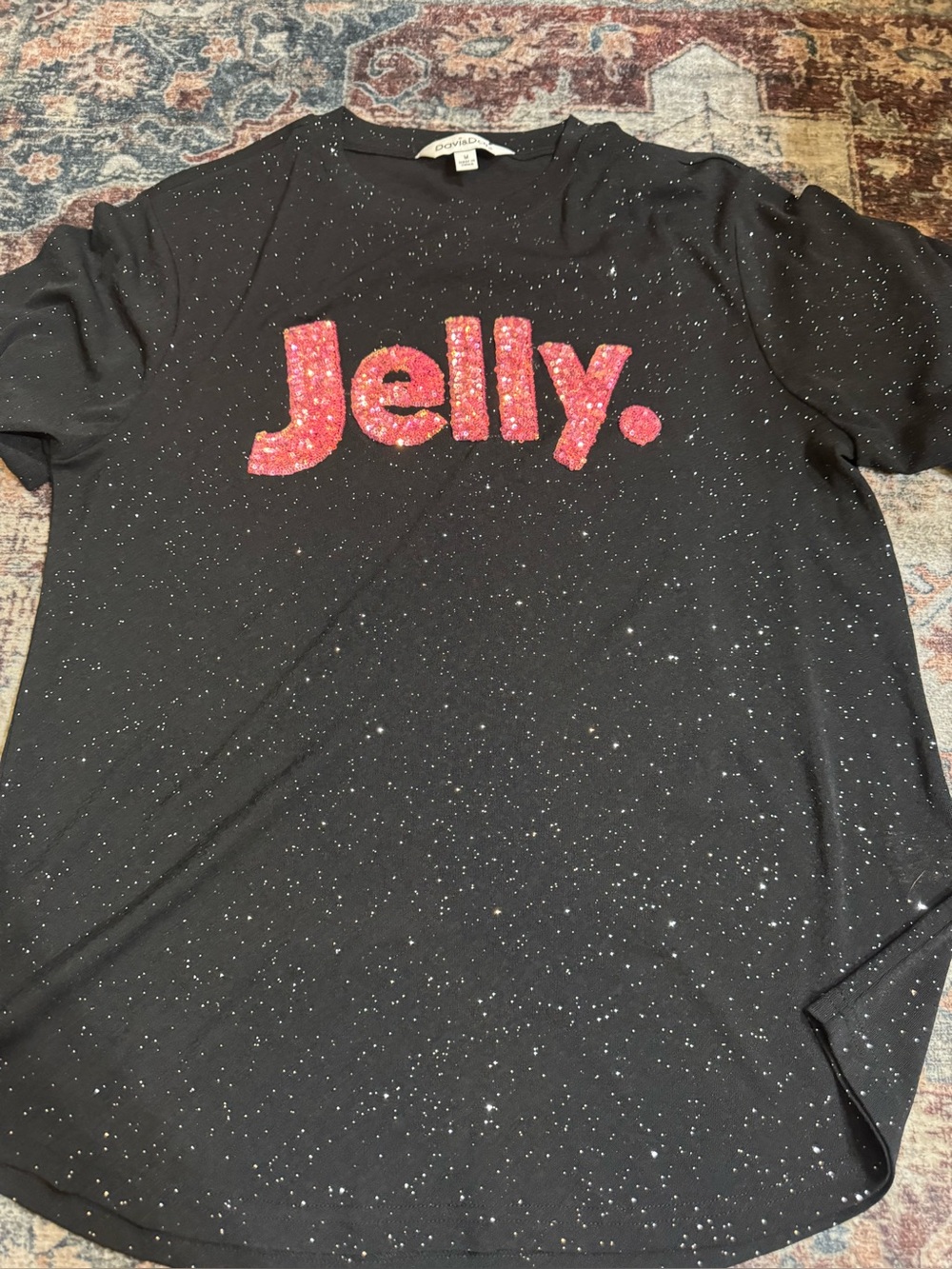 Woman’s ' Black Sparkle 'Jelly' Graphic Tee